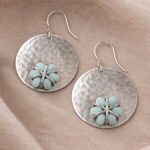 Retired Silpada Sterling Silver Quartzite Flower Earrings